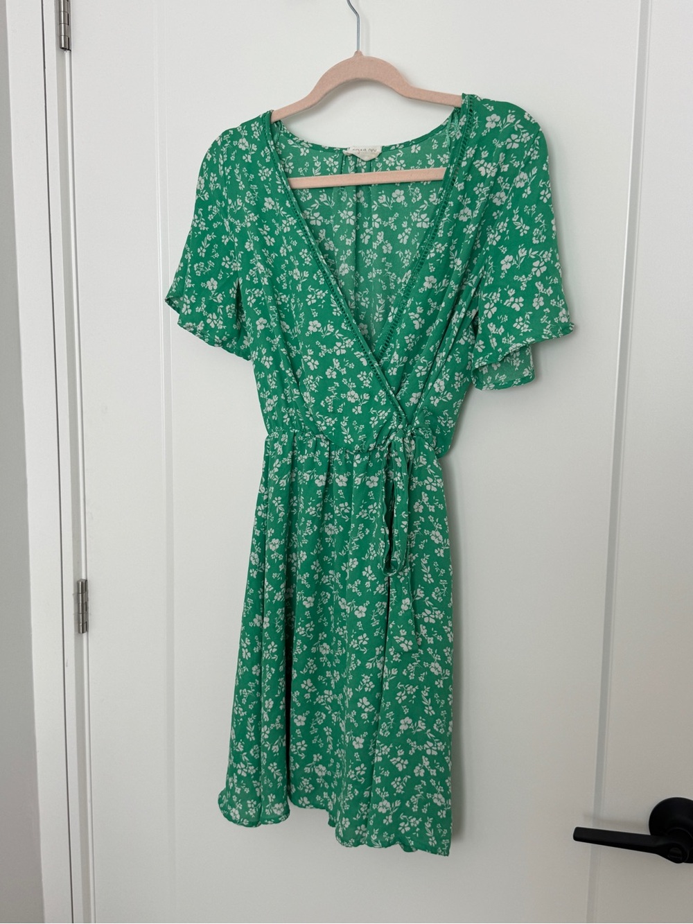 Green Floral Wrap Dress - Unbranded